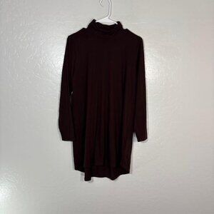 Eileen Fisher Shirt Womens Small Brown Tencel Lyocell Mock Neck Tunic Top